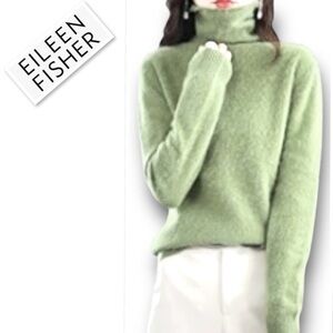 Eileen Fisher Wool Alpaca Teddy Sweater High-neck Pullover Knit In Pistachio M